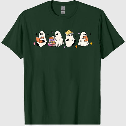 Comfort Colors Little Ghosts Reading Books Graphic Tee, Bookish Spooky Season Shirt, Ghost Tee for Halloween