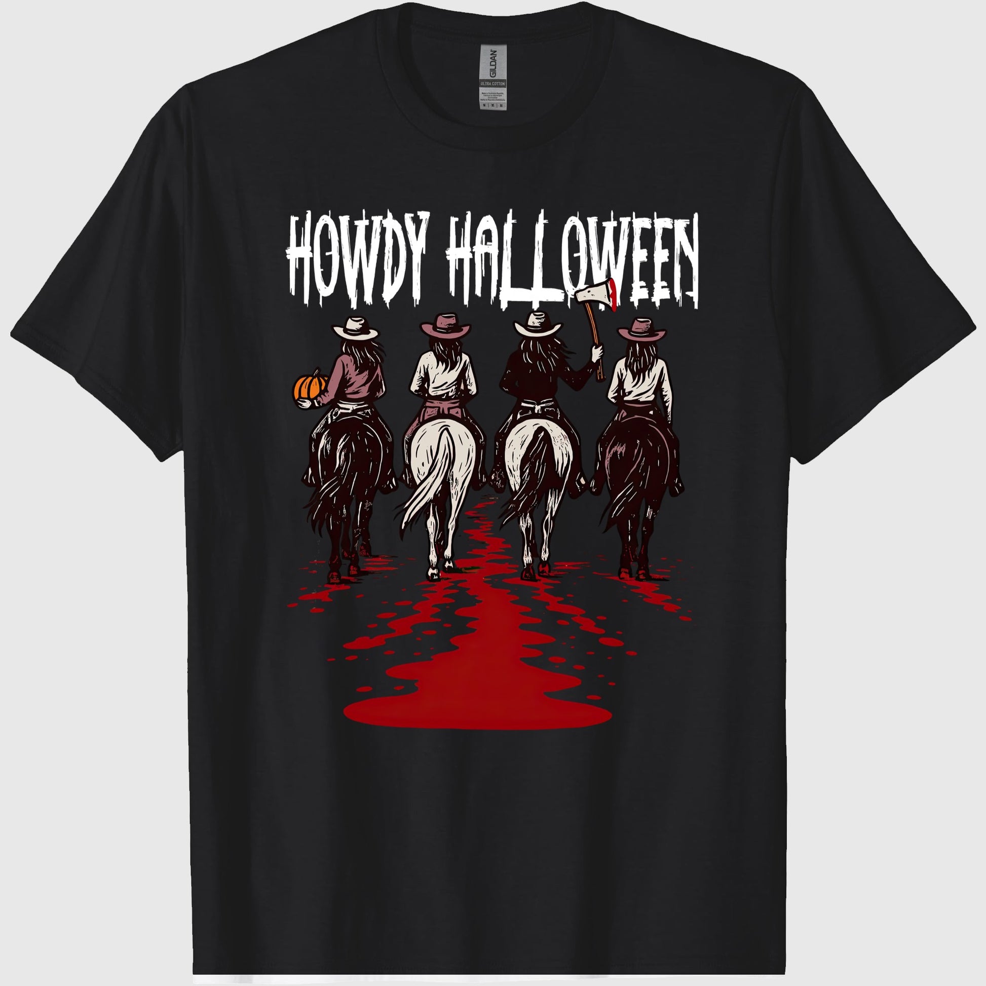 Howdy Halloween T-Shirt, Funny Cowgirl Riding Tee, Spooky Cute Western Halloween Shirt for Women