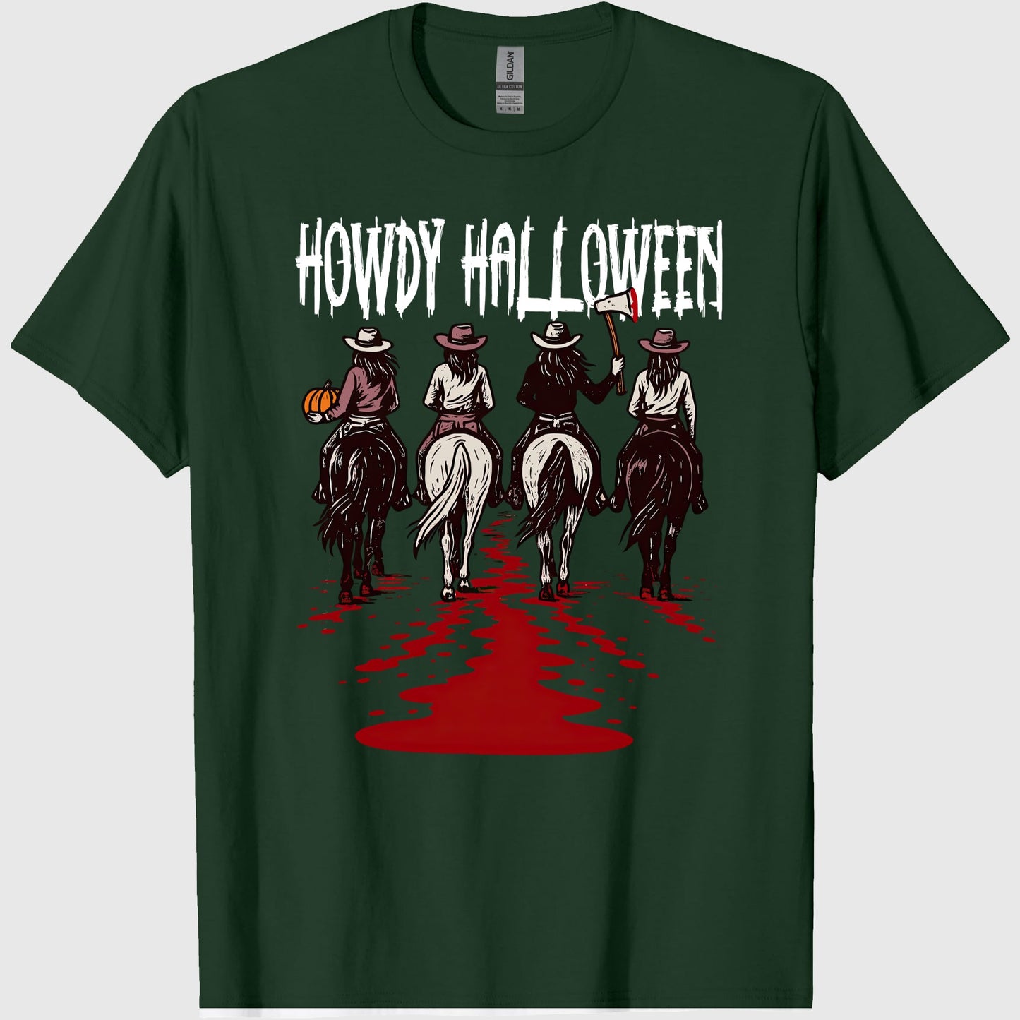 Howdy Halloween T-Shirt, Funny Cowgirl Riding Tee, Spooky Cute Western Halloween Shirt for Women