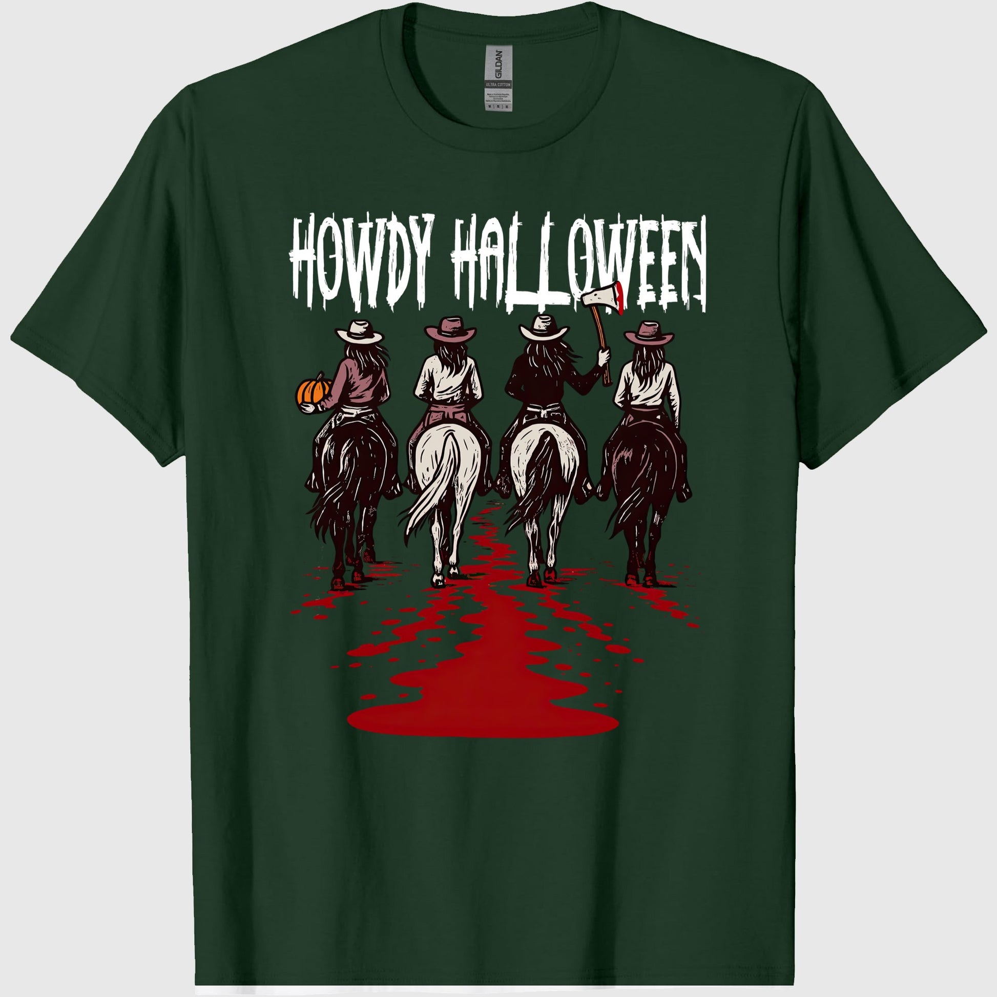 Howdy Halloween T-Shirt, Funny Cowgirl Riding Tee, Spooky Cute Western Halloween Shirt for Women