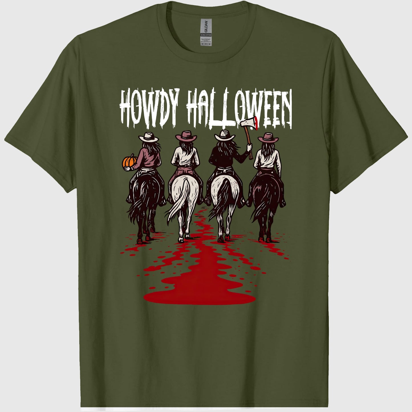Howdy Halloween T-Shirt, Funny Cowgirl Riding Tee, Spooky Cute Western Halloween Shirt for Women